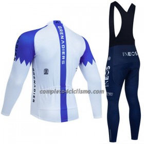 Completo Maglia ML + Pantaloncino con bretelle ML 2023 INEOS Grenadiers Bianco Blu